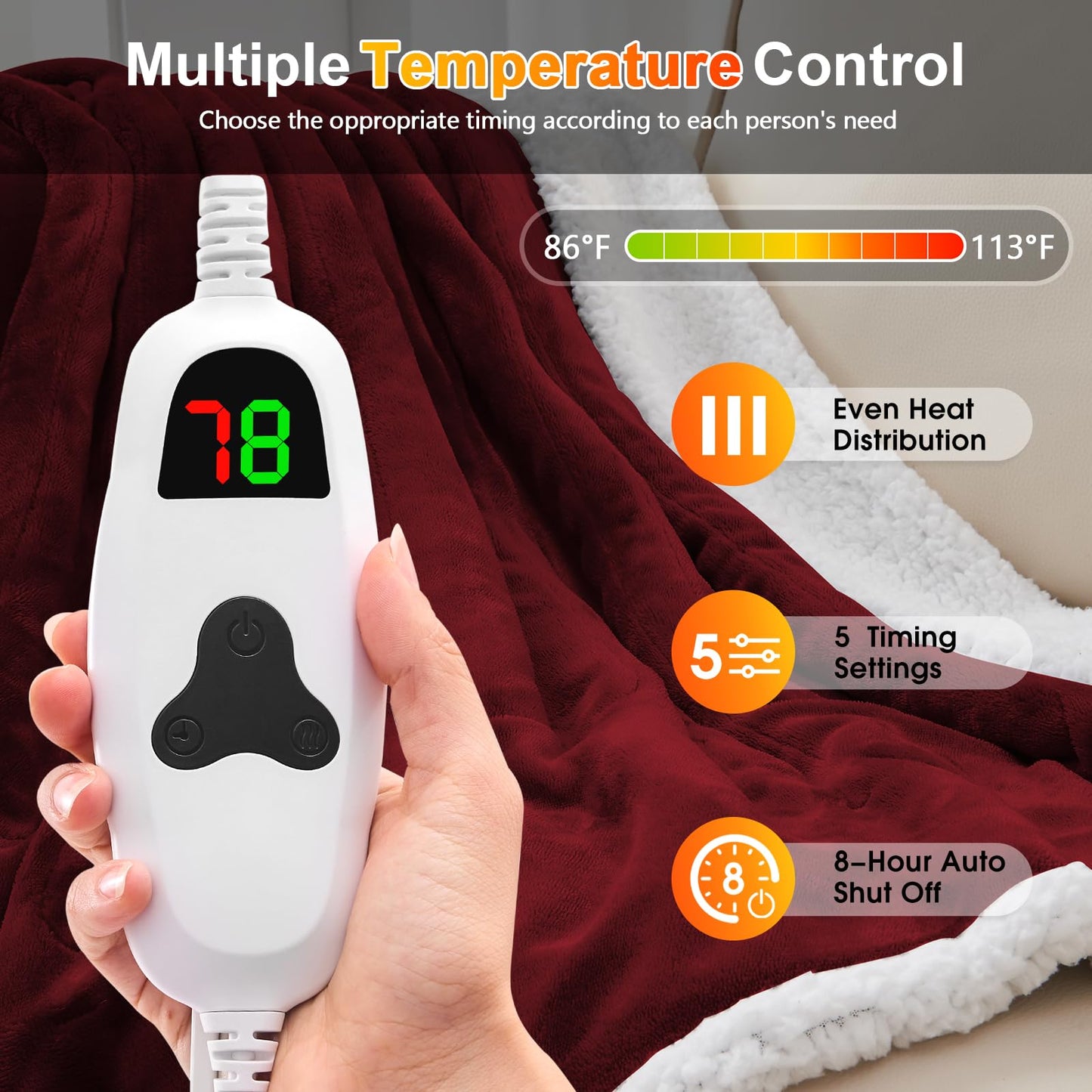 Wearable Heated Blanket Electric Snuggle - Heated Blanket with Foot Pocket and Sleeves for Adult, Winter Christmas Gifts for Mom Women 5-Position Timer 10-Heating Levels,50 * 70",Grey