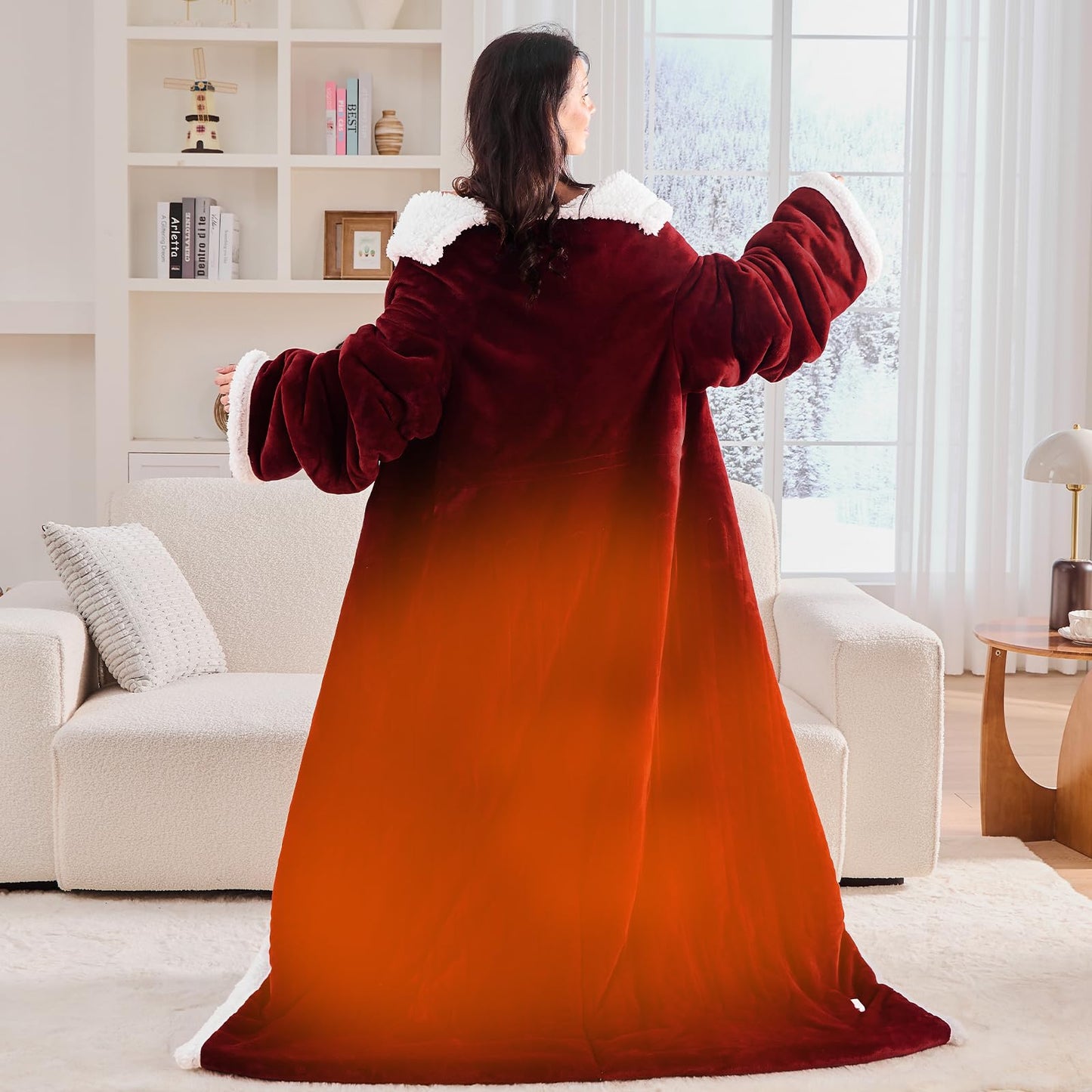 Wearable Heated Blanket Electric Snuggle - Heated Blanket with Foot Pocket and Sleeves for Adult, Winter Christmas Gifts for Mom Women 5-Position Timer 10-Heating Levels,50 * 70",Grey