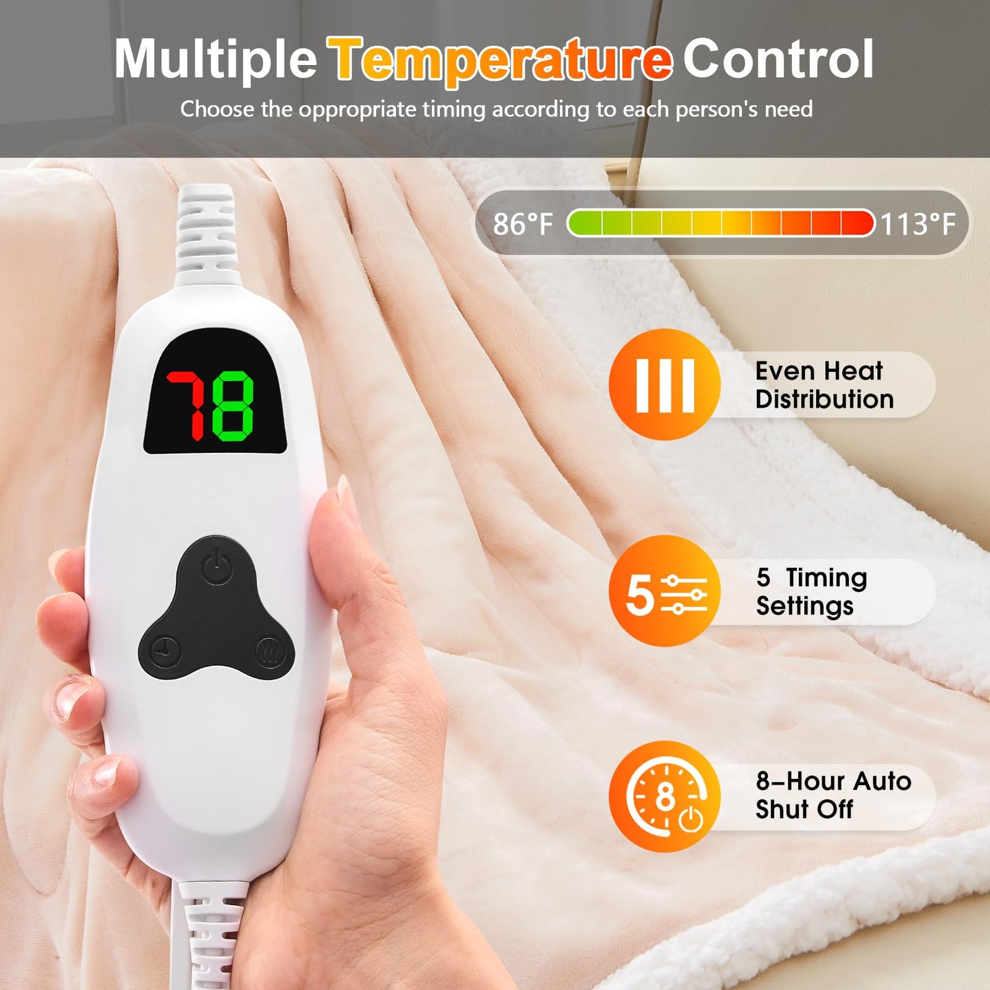 Wearable Heated Blanket Electric Snuggle - Heated Blanket with Foot Pocket and Sleeves for Adult, Winter Christmas Gifts for Mom Women 5-Position Timer 10-Heating Levels,50 * 70",Grey