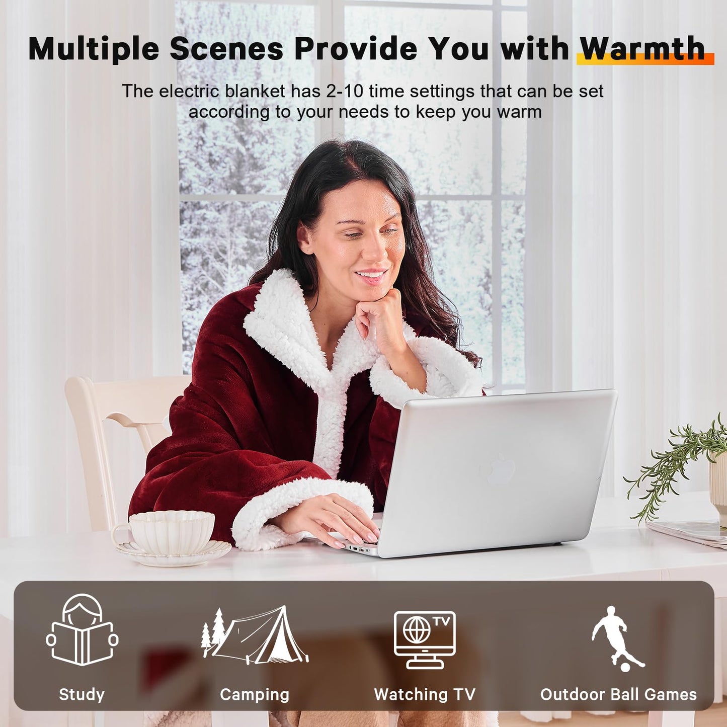 Wearable Heated Blanket Electric Snuggle - Heated Blanket with Foot Pocket and Sleeves for Adult, Winter Christmas Gifts for Mom Women 5-Position Timer 10-Heating Levels,50 * 70",Grey