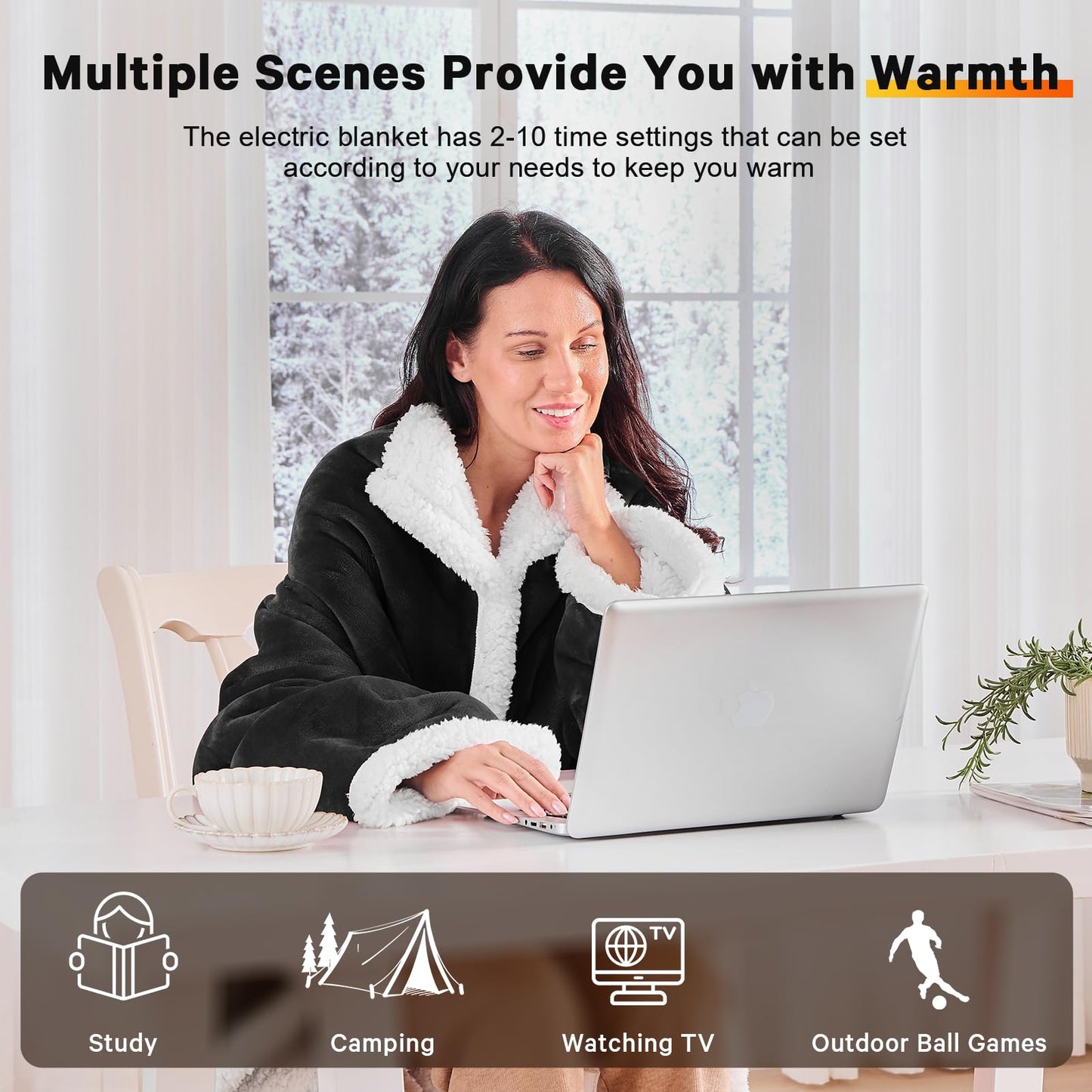 Wearable Heated Blanket Electric Snuggle - Heated Blanket with Foot Pocket and Sleeves for Adult, Winter Christmas Gifts for Mom Women 5-Position Timer 10-Heating Levels,50 * 70",Grey