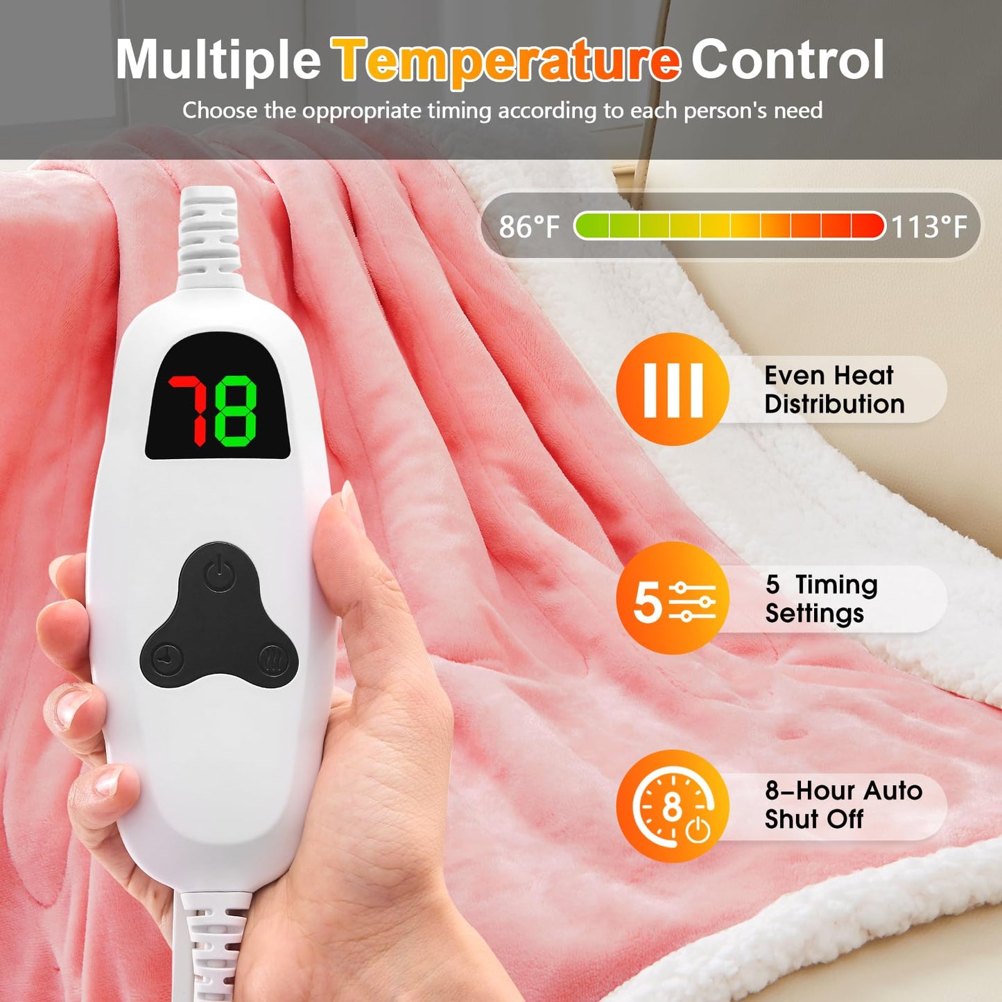 Wearable Heated Blanket Electric Snuggle - Heated Blanket with Foot Pocket and Sleeves for Adult, Winter Christmas Gifts for Mom Women 5-Position Timer 10-Heating Levels,50 * 70",Grey