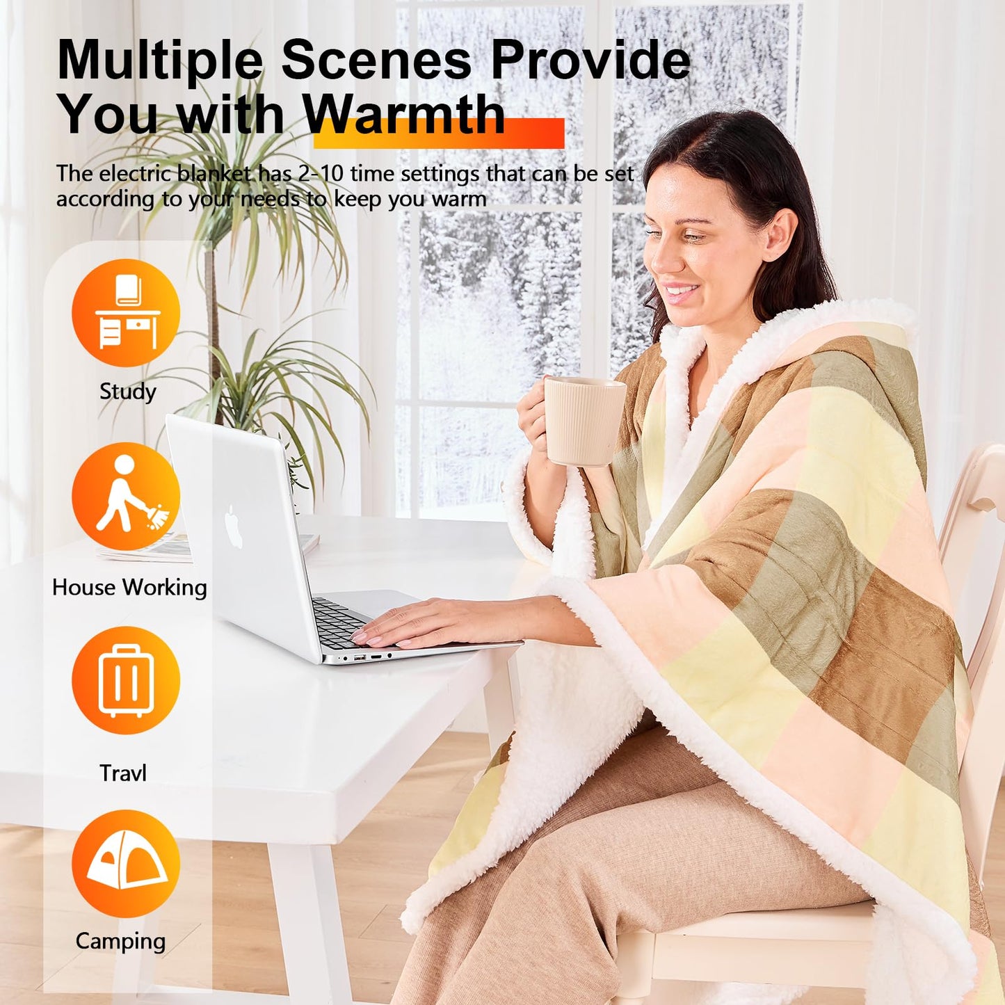 Wearable Heated Blanket Electric Snuggle - Heated Blanket with Foot Pocket and Sleeves for Adult, Winter Christmas Gifts for Mom Women 5-Position Timer 10-Heating Levels,50 * 70",Grey