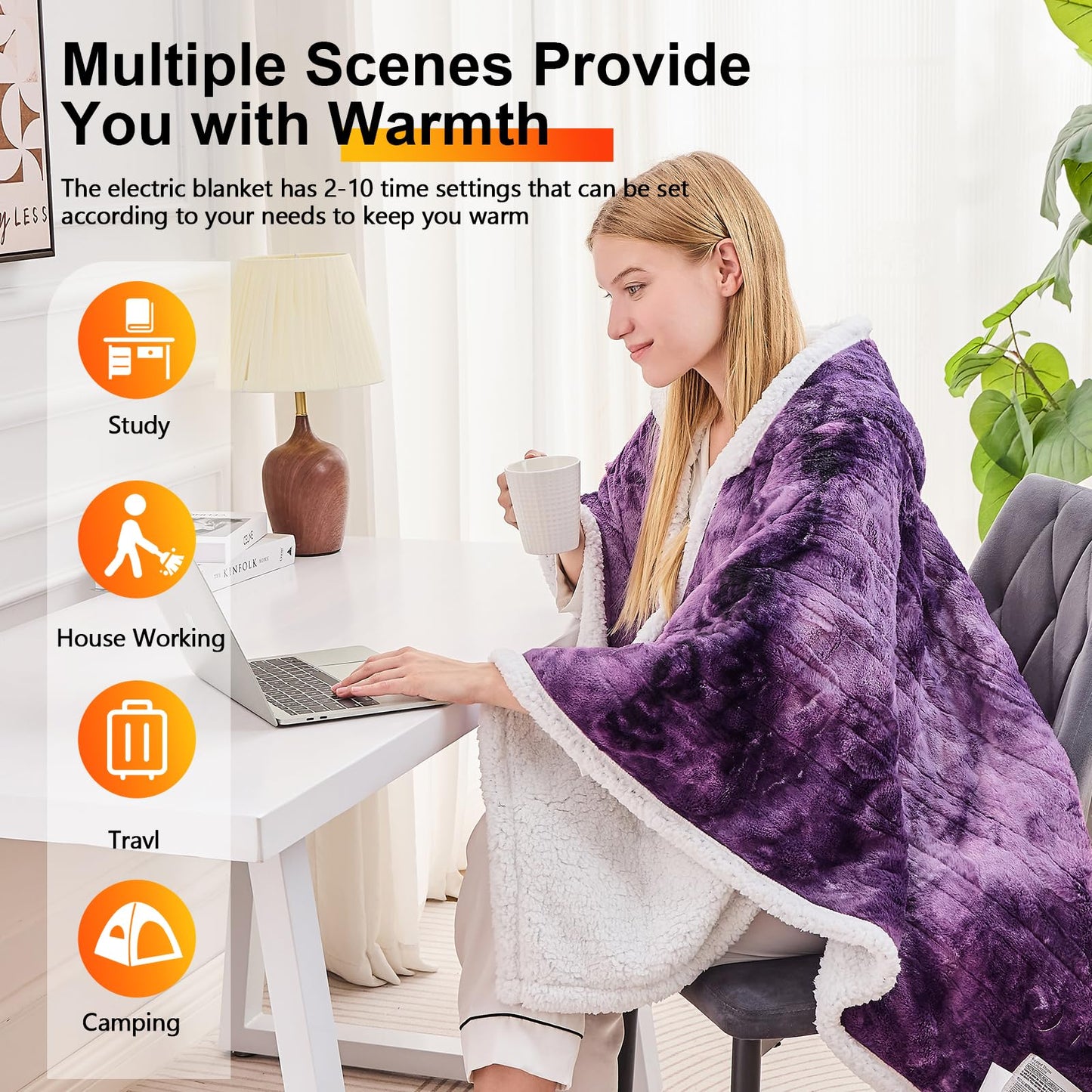 Wearable Heated Blanket Electric Snuggle - Heated Blanket with Foot Pocket and Sleeves for Adult, Winter Christmas Gifts for Mom Women 5-Position Timer 10-Heating Levels,50 * 70",Grey