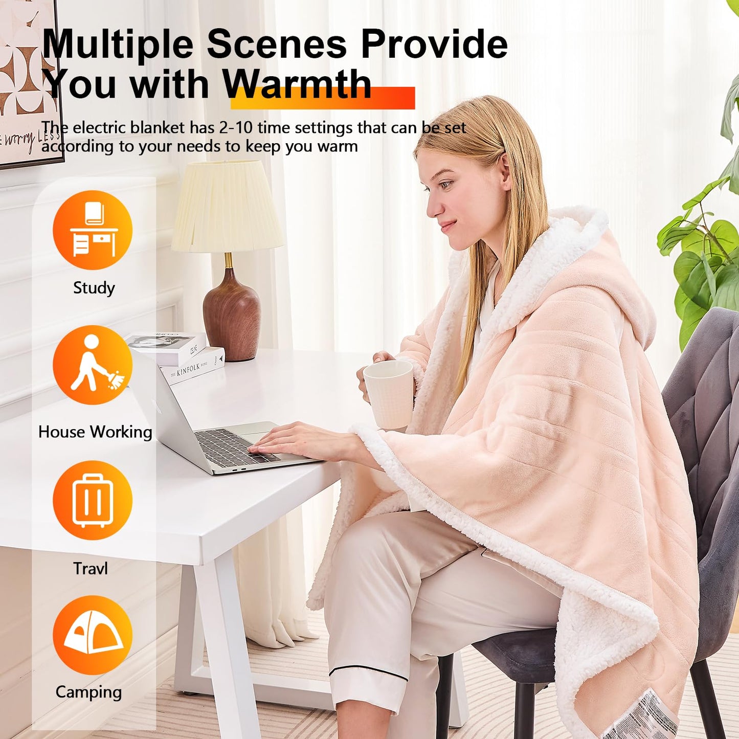 Wearable Heated Blanket Electric Snuggle - Heated Blanket with Foot Pocket and Sleeves for Adult, Winter Christmas Gifts for Mom Women 5-Position Timer 10-Heating Levels,50 * 70",Grey