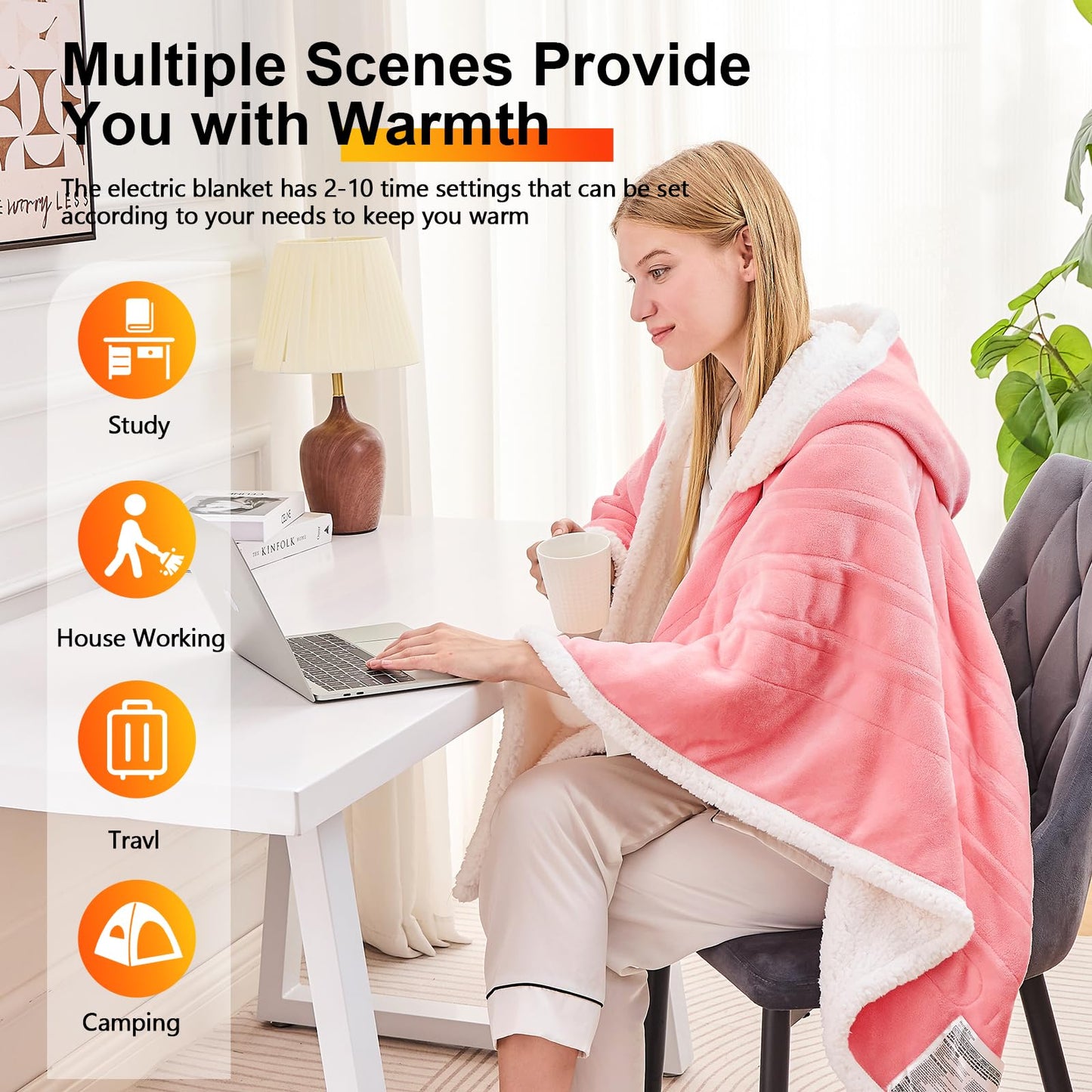 Wearable Heated Blanket Electric Snuggle - Heated Blanket with Foot Pocket and Sleeves for Adult, Winter Christmas Gifts for Mom Women 5-Position Timer 10-Heating Levels,50 * 70",Grey