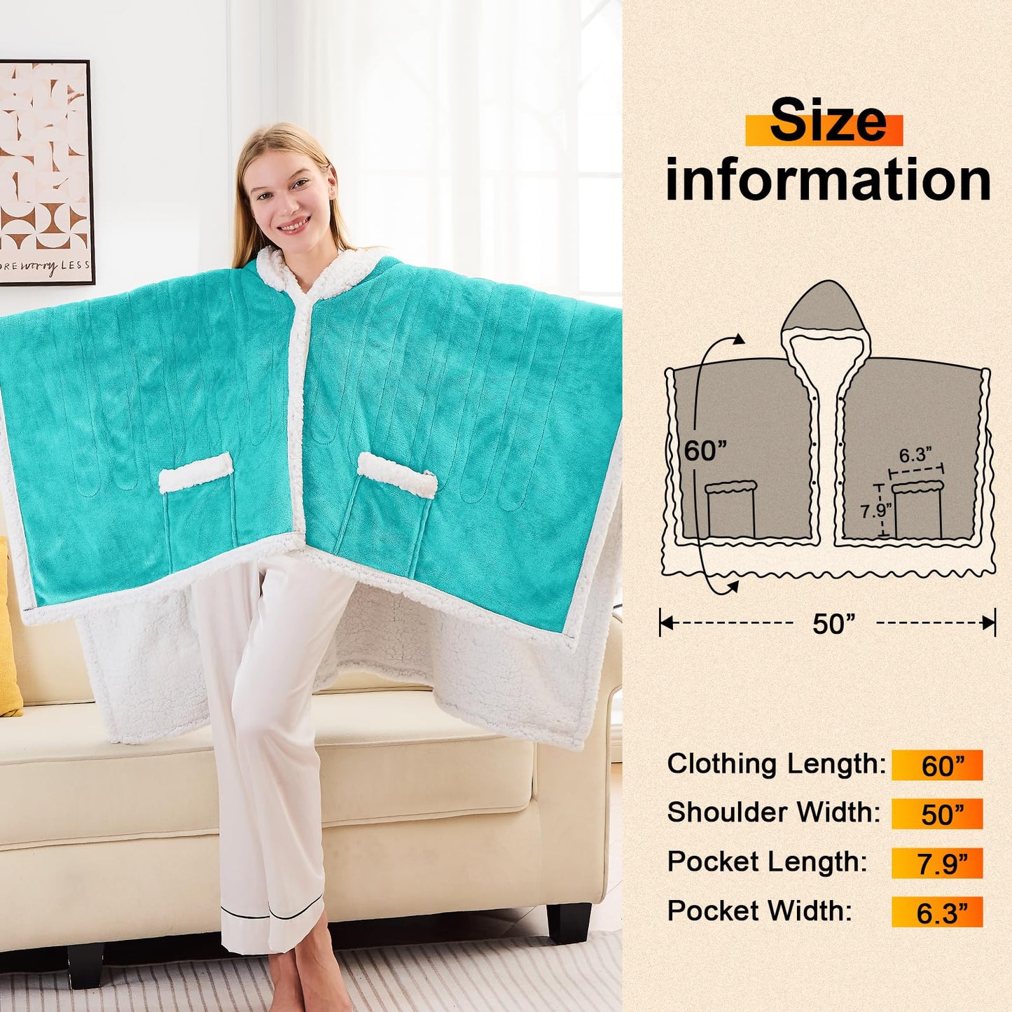 Wearable Heated Blanket Electric Snuggle - Heated Blanket with Foot Pocket and Sleeves for Adult, Winter Christmas Gifts for Mom Women 5-Position Timer 10-Heating Levels,50 * 70",Grey