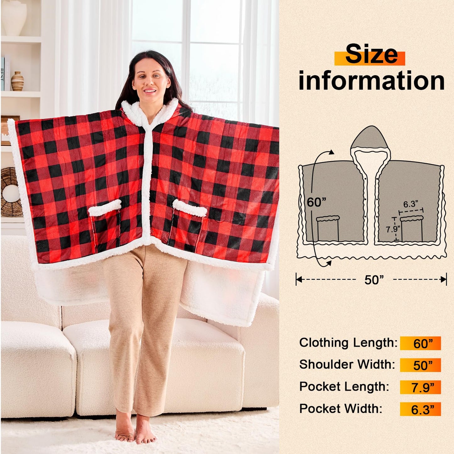 Wearable Heated Blanket Electric Snuggle - Heated Blanket with Foot Pocket and Sleeves for Adult, Winter Christmas Gifts for Mom Women 5-Position Timer 10-Heating Levels,50 * 70",Grey