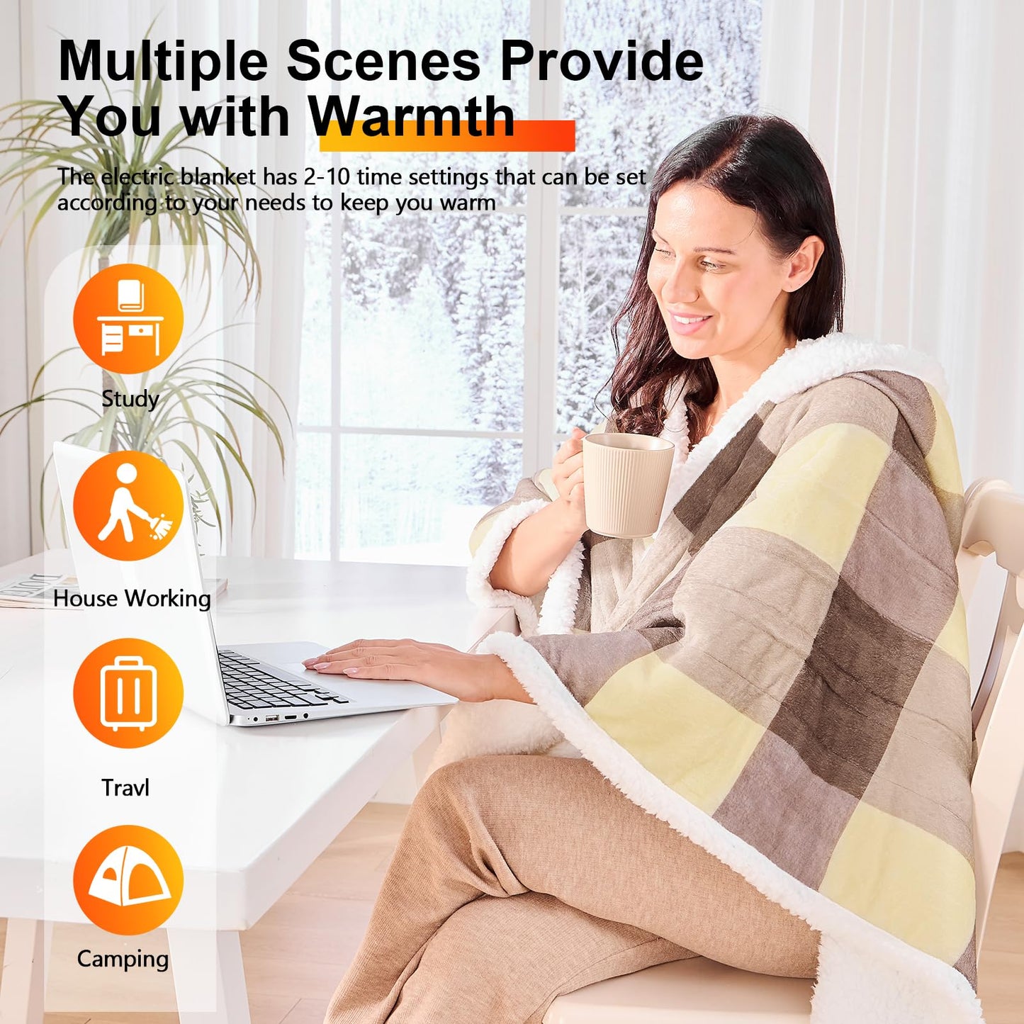 Wearable Heated Blanket Electric Snuggle - Heated Blanket with Foot Pocket and Sleeves for Adult, Winter Christmas Gifts for Mom Women 5-Position Timer 10-Heating Levels,50 * 70",Grey