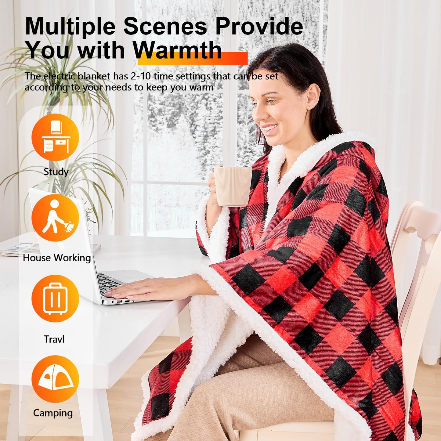 Wearable Heated Blanket Electric Snuggle - Heated Blanket with Foot Pocket and Sleeves for Adult, Winter Christmas Gifts for Mom Women 5-Position Timer 10-Heating Levels,50 * 70",Grey