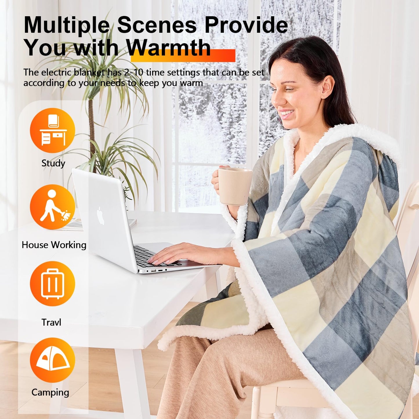 Wearable Heated Blanket Electric Snuggle - Heated Blanket with Foot Pocket and Sleeves for Adult, Winter Christmas Gifts for Mom Women 5-Position Timer 10-Heating Levels,50 * 70",Grey