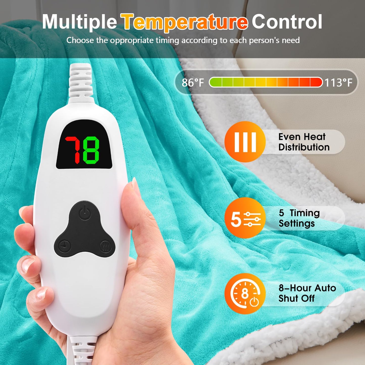 Wearable Heated Blanket Electric Snuggle - Heated Blanket with Foot Pocket and Sleeves for Adult, Winter Christmas Gifts for Mom Women 5-Position Timer 10-Heating Levels,50 * 70",Grey