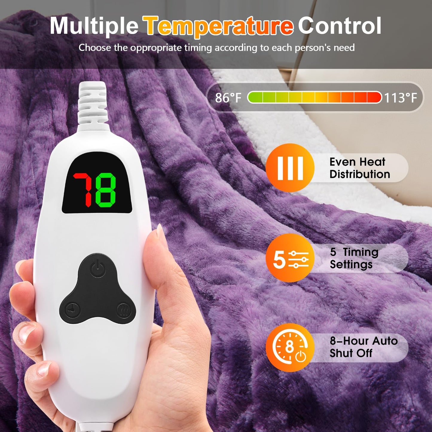 Wearable Heated Blanket Electric Snuggle - Heated Blanket with Foot Pocket and Sleeves for Adult, Winter Christmas Gifts for Mom Women 5-Position Timer 10-Heating Levels,50 * 70",Grey